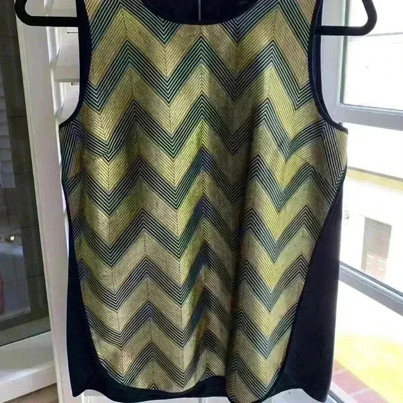 J crew Navy and Gold Chevron Gilded Tank Blouse - Picture 2 of 4